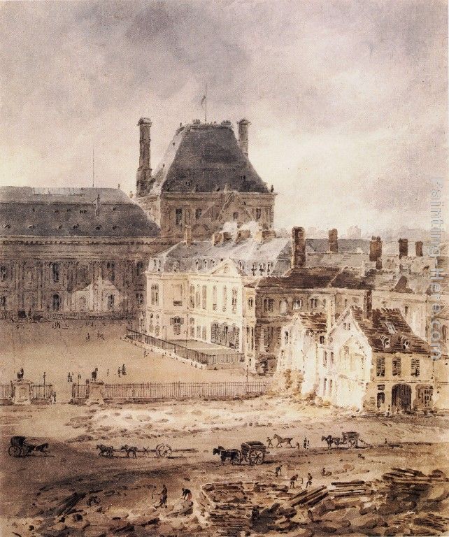 Paris Part of the Tuileries and the Louvre painting - Thomas Girtin Paris Part of the Tuileries and the Louvre art painting